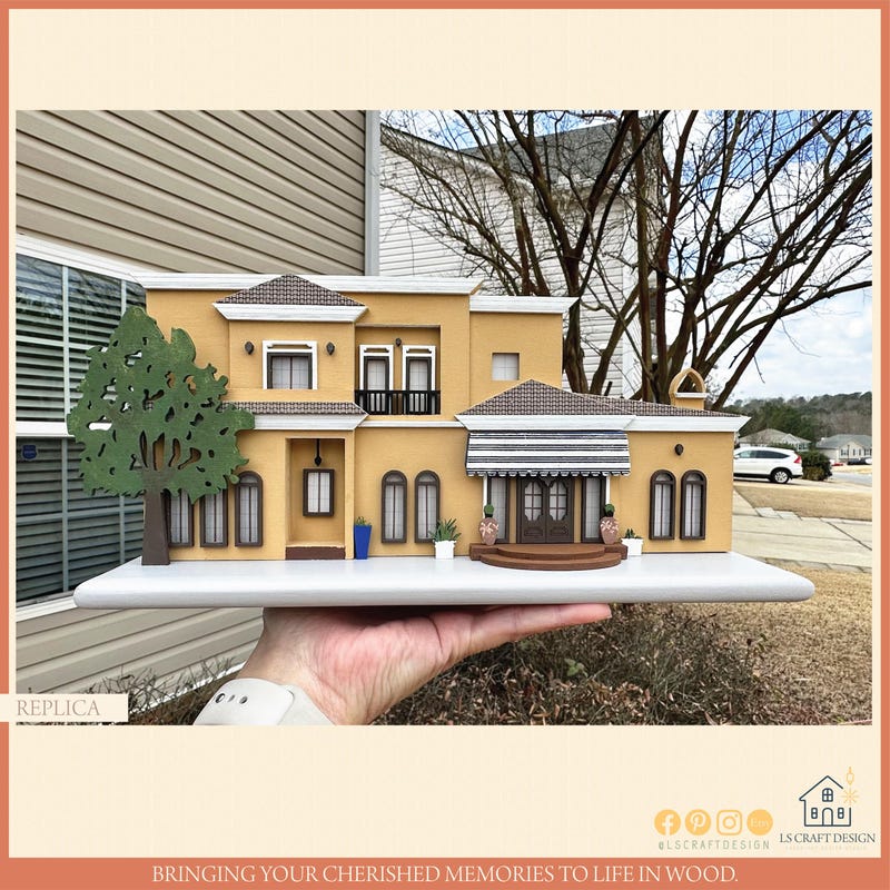 Realtor Closing Gift For Clients, Hand Painted Wooden House, House Portrait Replica, Christmas gifts, House Miniature, New Home Gift  $396.00  FREE shipping