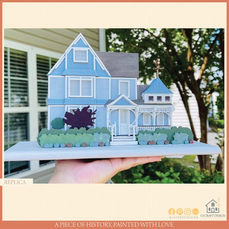 Custom First Home Portrait, 3D Wooden Miniature House Replica  $396.00  FREE shipping