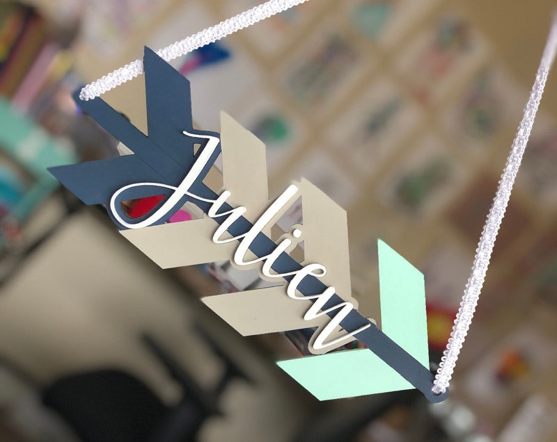Arrow Custom Wood Name Sign, Nursery Decor, Laser Cut 3D Sign  $45.00  FREE shipping