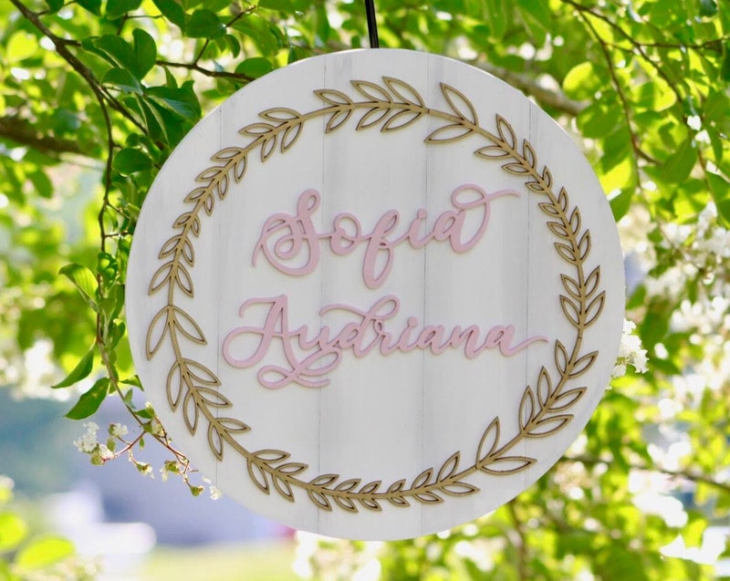 Flower Custom Wooden Name Sign, Laser Cut Nursery Decor, Photo Prop  $65.00  FREE shipping