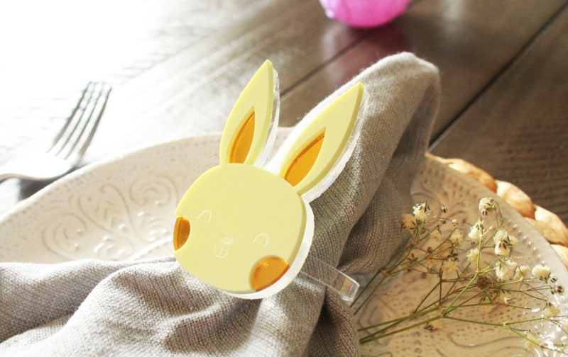 Pastel Easter Bunny Acrylic Napkin Rings, Table Decoration  $19.80