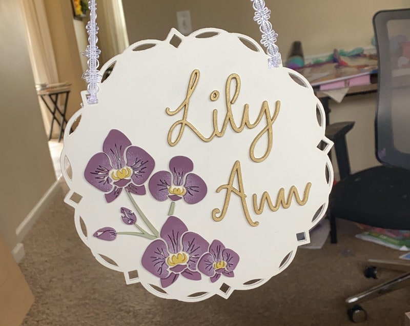 Custom Wooden Name Sign, Laser Cut Floral Nursery Decor  $45.00  FREE shipping