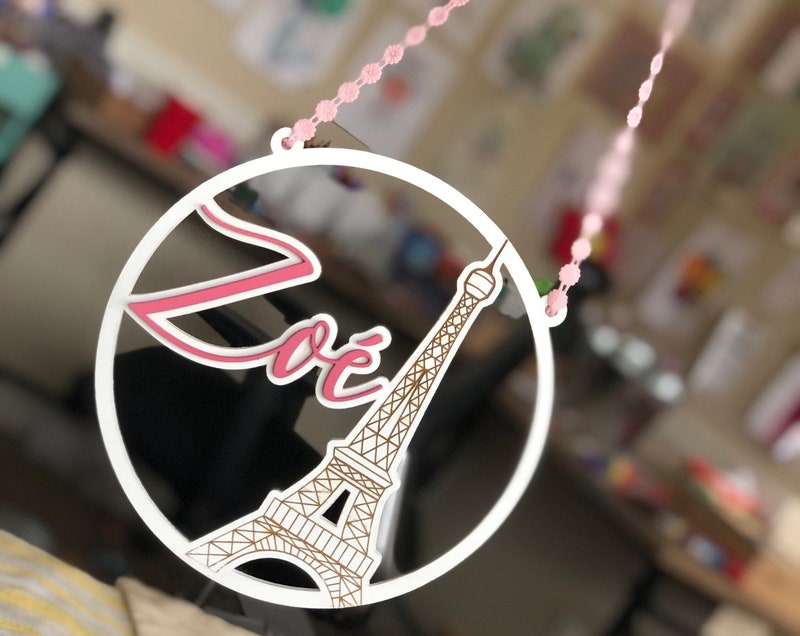 Custom MDF Wood Name Sign, Round Nursery Decor, Laser Cut Photo Prop  $45.00  FREE shipping