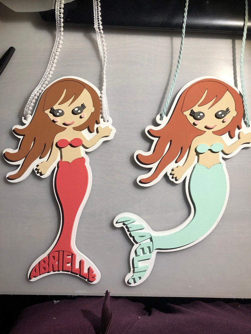 Custom Mermaid Name Sign, Laser Cut Wood, Nursery Decor  $45.00  FREE shipping