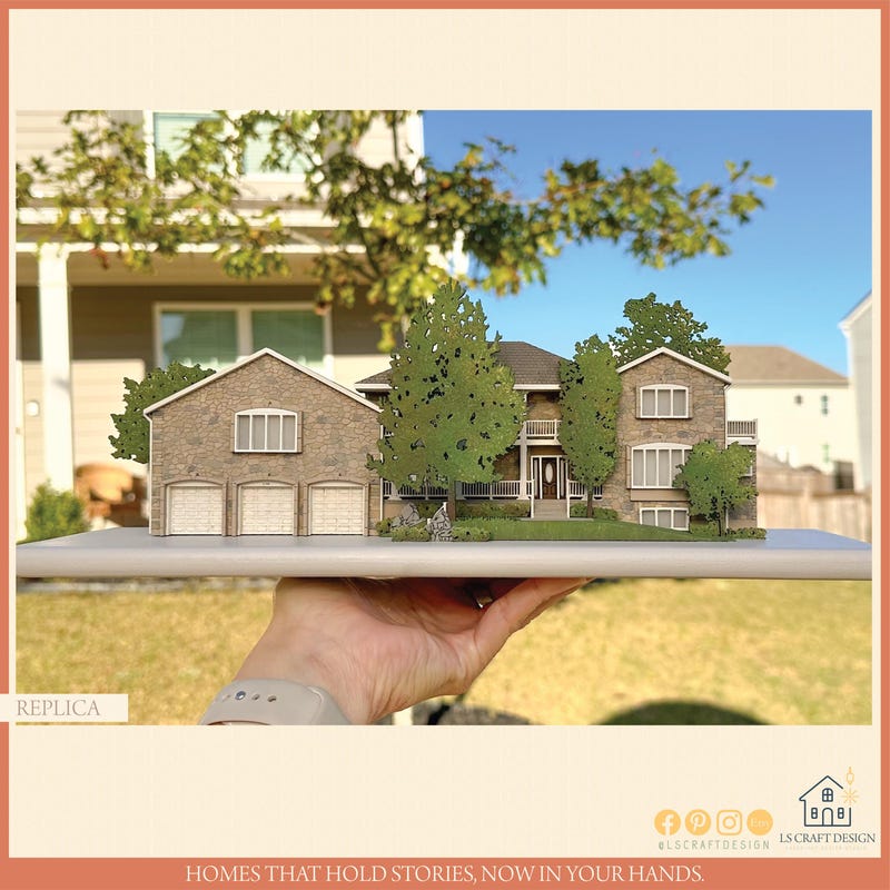 Custom Wooden Home Replica, Personalized Architecture Art  $396.00  FREE shipping