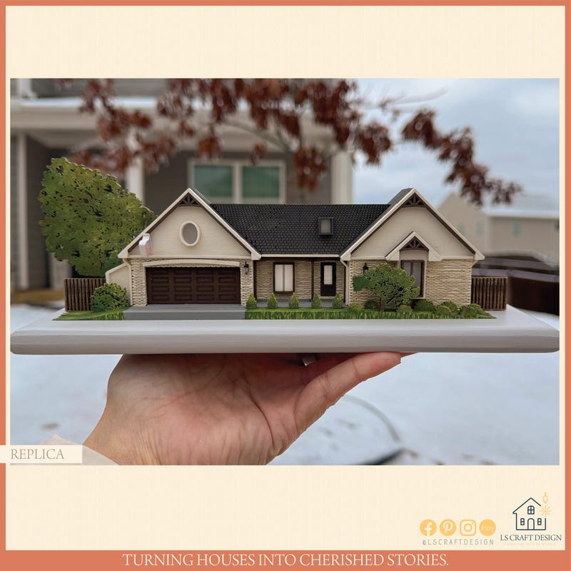 Custom Handmade Wooden House Replica, Personalized Home Portrait Art  $396.00  FREE shipping