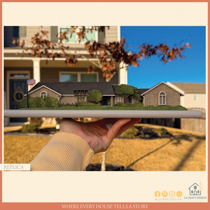 Custom Wood House Miniature, Personalized Home Portrait, Real Estate Gift  $396.00  FREE shipping