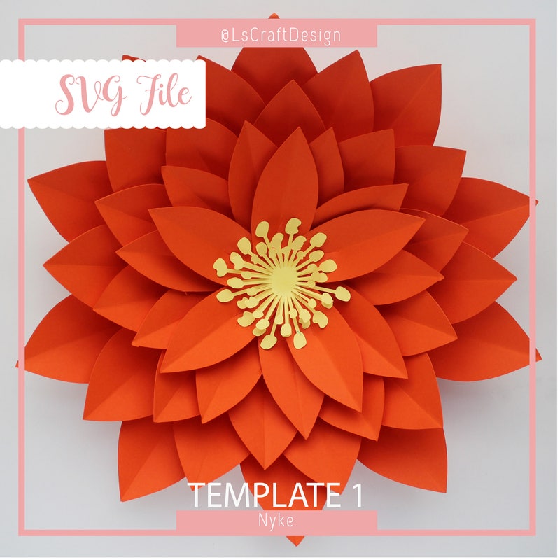 Giant Paper Flower SVG Template, Nyke Style, Cricut Silhouette Ready (Digital Download)  $4.99  Digital Download
