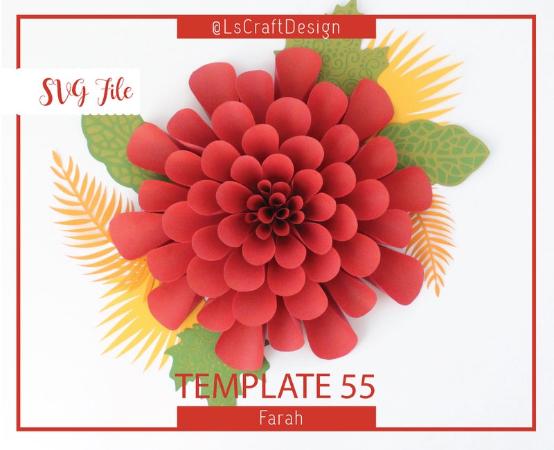 Giant Paper Flower SVG Template, Farah #55 (Digital Download)  $4.99  Digital Download