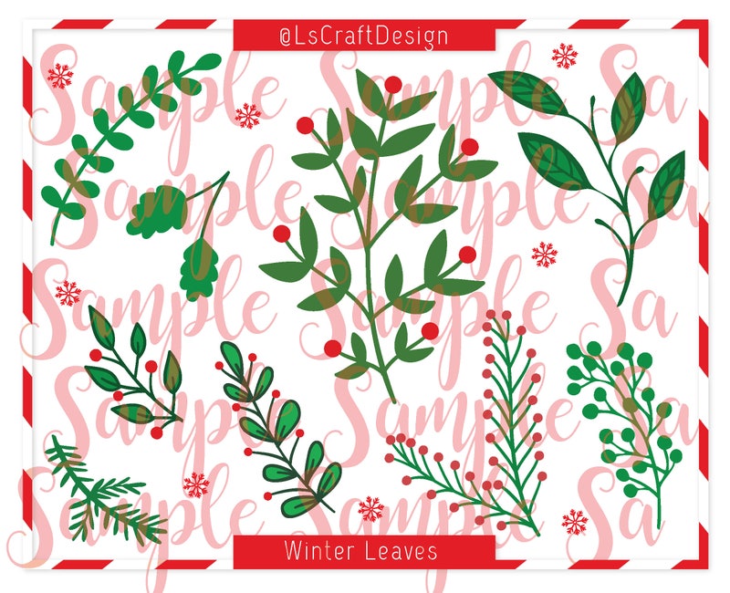 Paper Flower Leaves Template, Winter Foliage SVG Cut File (Set of 9)  $5.99  Digital Download