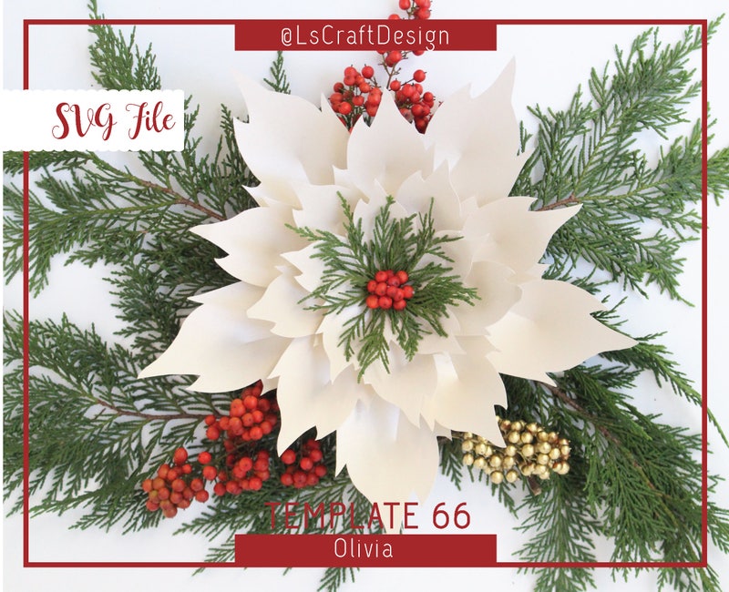 SVG Paper Poinsettia Flower Template, Christmas Decor (Digital Download)  $4.99  Digital Download